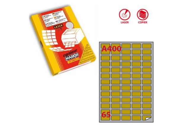 Immagine di Etichette adesive A/400 - in carta - angoli arrotondati - laser - permanenti - 38,1 x 21,2 mm - 65 e