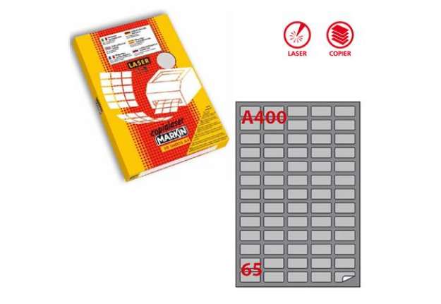 Immagine di Etichette adesive A/400 - in carta - angoli arrotondati - laser - permanenti - 38,1 x 21,2 mm - 65 e