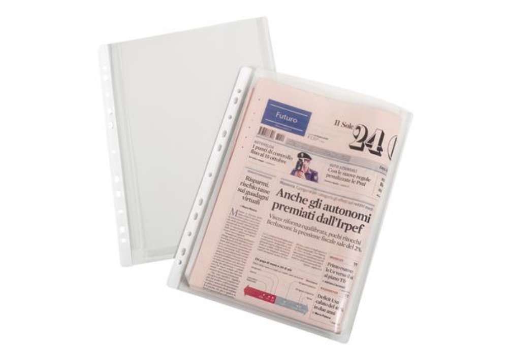 Immagine di Buste forate con soffietto - Superior - buccia - 21 x 29,7 cm - trasparente - Favorit - conf. 10 pez