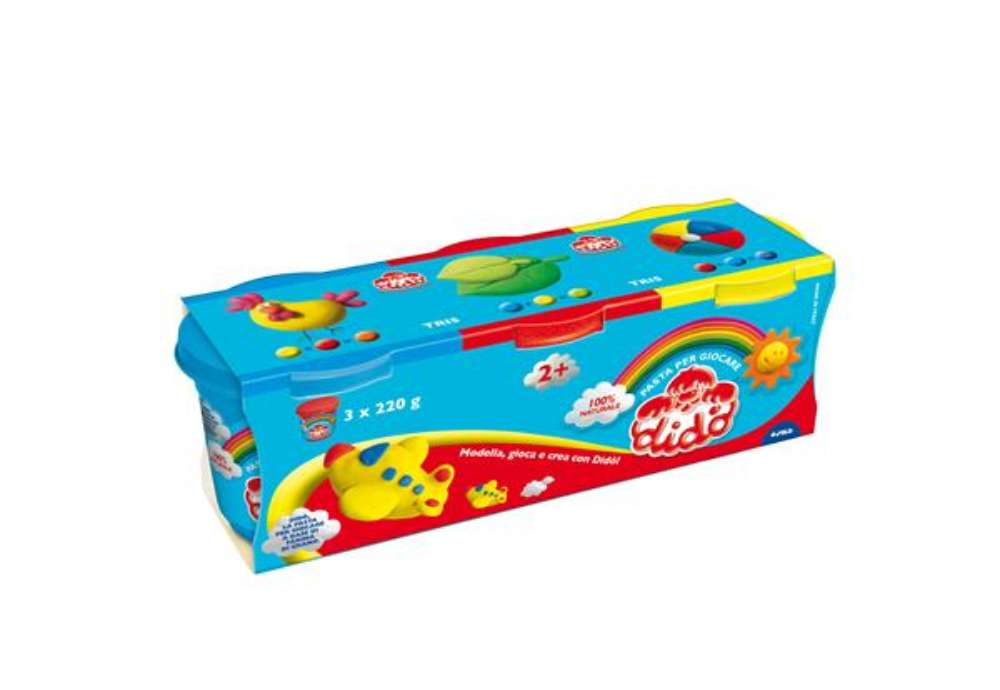 Immagine di Tris barattoli da 220gr - giallo/rosso/azzurro - DiDò - conf. 3 pezzi