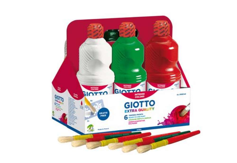 Immagine di Schoolpack 6 flaconi tempera pronta - 1000ml - colori assortiti - Giotto
