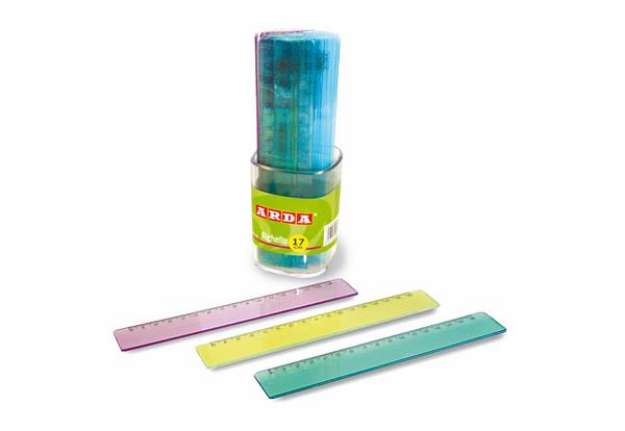 Immagine di Barattolo 30 righelli - 17cm - colori trasparenti assortiti - Arda