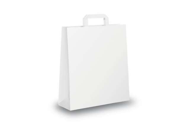 Immagine di Shopper - maniglia piattina - 18 x 8 x 25 cm - carta kraft - bianco - Mainetti Bags - conf. 25 pezzi
