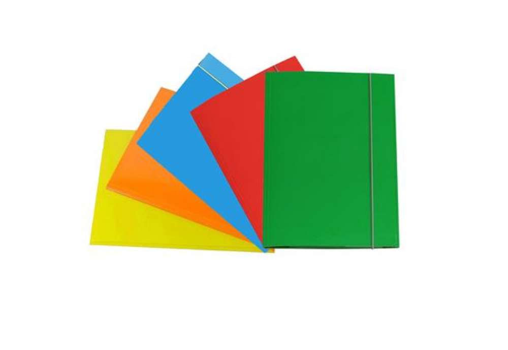 Immagine di Cartella 3 lembi con elastico - A5 - dorso variabile - cartone plastificato - colori assortiti - Car