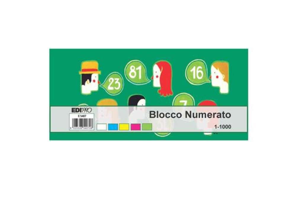 Immagine di Blocchi numerati (1/1000) - 5 colori assortiti - 6 x 13 cm - Edipro