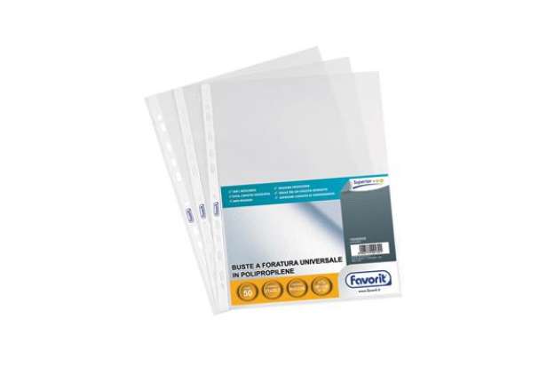 Immagine di Buste forate Special PP - Superior - buccia - 21x29,7 cm - trasparente - Favorit - conf. 50 pezzi