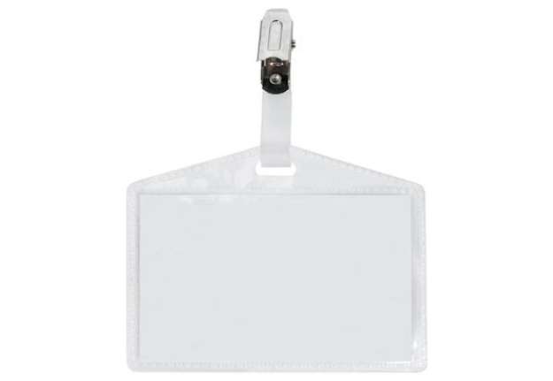 Immagine di Portanome Pass 3 P - clip in metallo - senza cartoncino - 9,5 x 6 cm - Sei Rota - conf. 100 pezzi