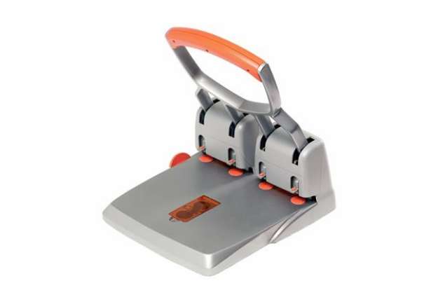 Immagine di Perforatore HDC150 - max 150 fogli - 4 fori - passo 8 cm - grigio/arancio - Rapid