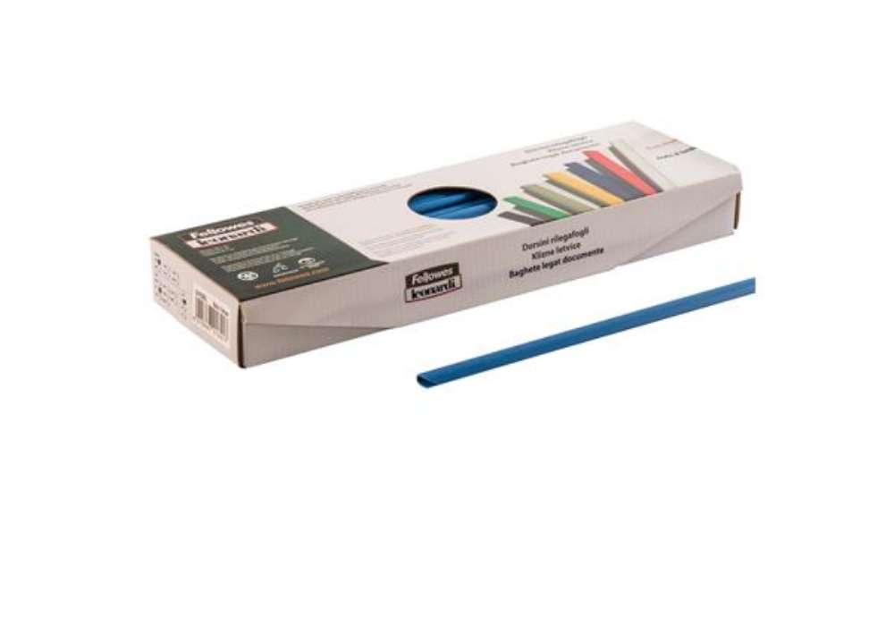 Immagine di Dorsetti tondi per rilegatura - 8 mm - blu - Fellowes - scatola 50 pezzi