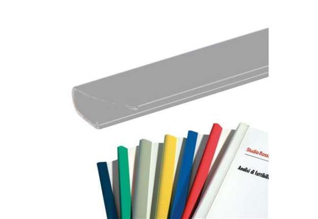 Immagine di Dorsetti triangolari per rilegatura - 11 mm - grigio - Fellowes - scatola 30 pezzi