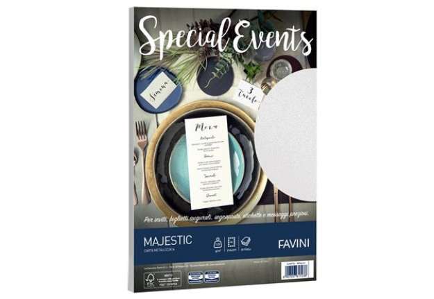 Immagine di Carta metallizzata Special Events - A4 - 120 gr - bianco - Favini - conf. 20 fogli