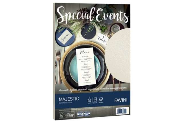 Immagine di Carta metallizzata Special Events - A4 - 120 gr - crema - Favini - conf. 20 fogli