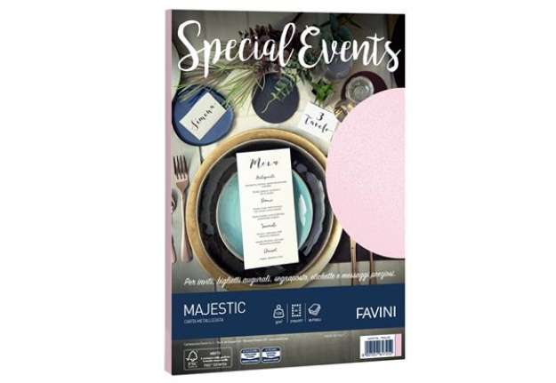Immagine di Carta metallizzata Special Events - A4 - 120 gr - rosa - Favini - conf. 20 fogli
