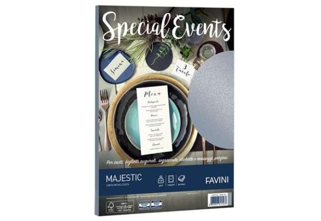 Immagine di Carta metallizzata Special Events - A4 - 120 gr - argento - Favini - conf. 20 fogli