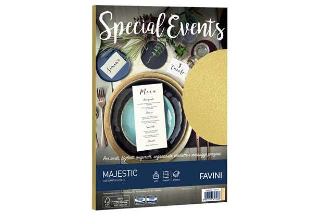 Immagine di Carta metallizzata Special Events - A4 - 120 gr - oro - Favini - conf. 20 fogli