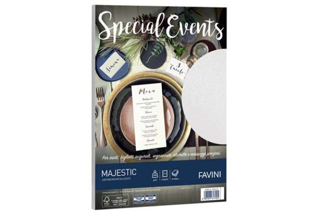Immagine di Carta metallizzata Special Events - A4 - 250 gr - bianco - Favini - conf. 10 fogli