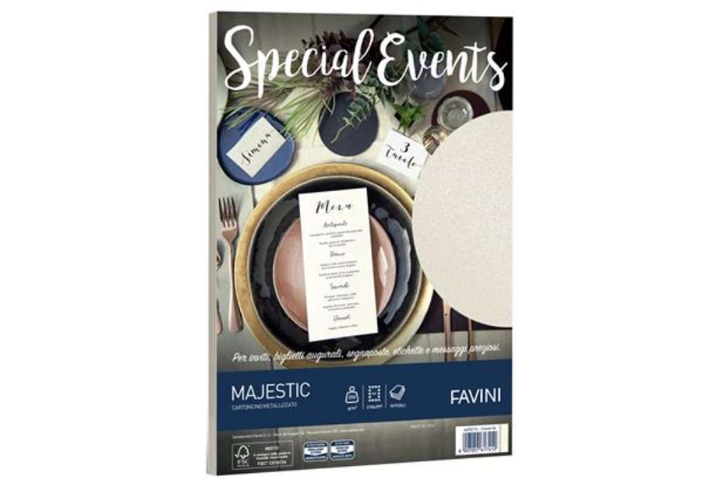 Immagine di Carta metallizzata Special Events - A4 - 250 gr - crema - Favini - conf. 10 fogli