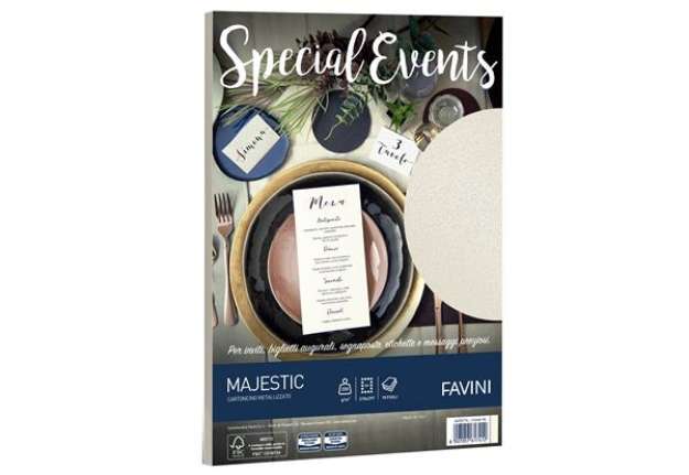 Immagine di Carta metallizzata Special Events - A4 - 250 gr - crema - Favini - conf. 10 fogli