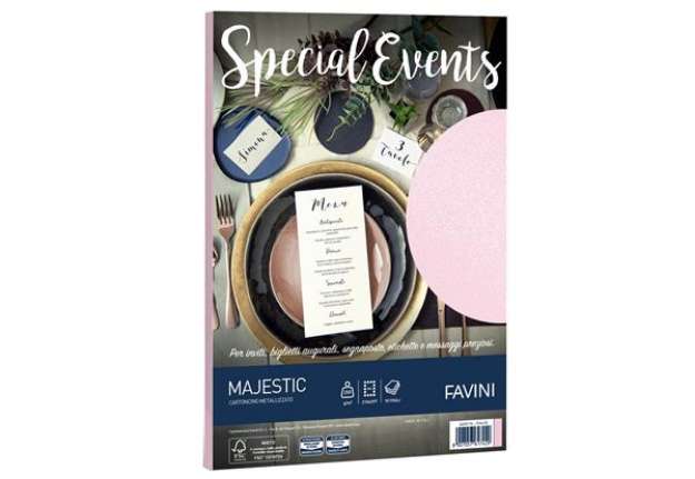 Immagine di Carta metallizzata Special Events - A4 - 250 gr - rosa - Favini - conf. 10 fogli