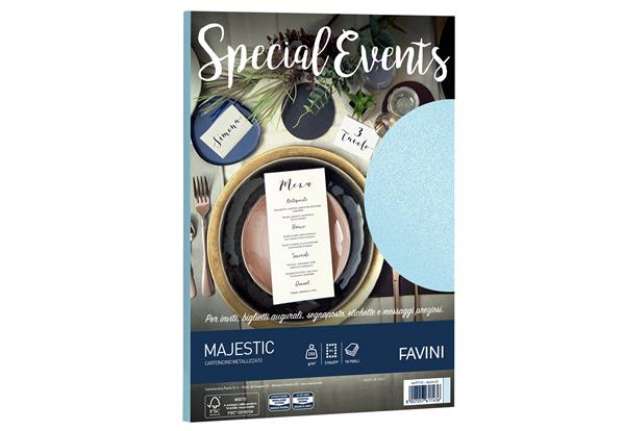 Immagine di Carta metallizzata Special Events - A4 - 250 gr - azzurro - Favini - conf. 10 fogli