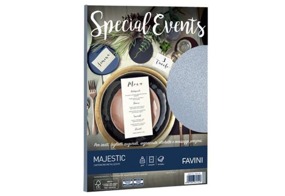 Immagine di Carta metallizzata Special Events - A4 - 250 gr - argento - Favini - conf. 10 fogli