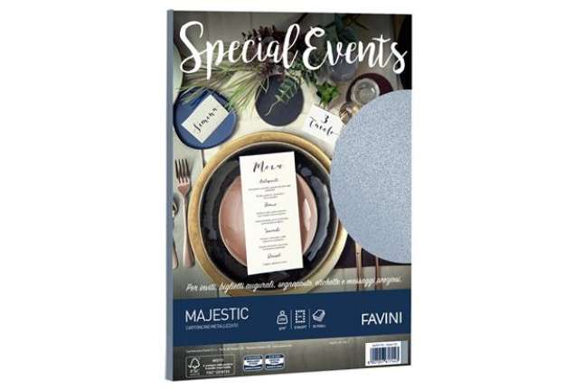 Immagine di Carta metallizzata Special Events - A4 - 250 gr - argento - Favini - conf. 10 fogli