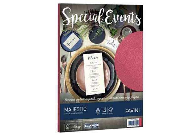 Immagine di Carta metallizzata Special Events - A4 - 250 gr - rosso - Favini - conf. 10 fogli