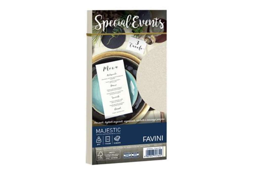 Immagine di Busta Special Events metal - 110 x 220 mm - 120 gr - crema - Favini - conf. 10 buste