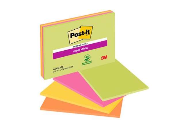 Immagine di Blocco foglietti Post-it Super Sticky Meeting Notes - 6445-SSP - 152 x 101 mm - rosa/verde neon - 45