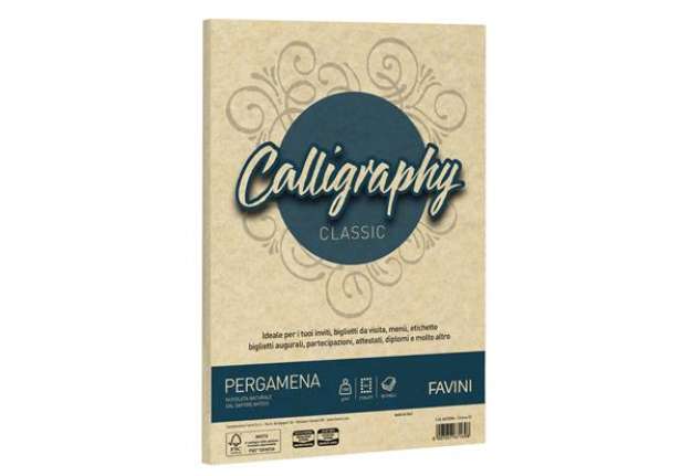 Immagine di Carta Calligraphy Pergamena - A4 - 190 gr - crema 05 - Favini - conf. 50 fogli