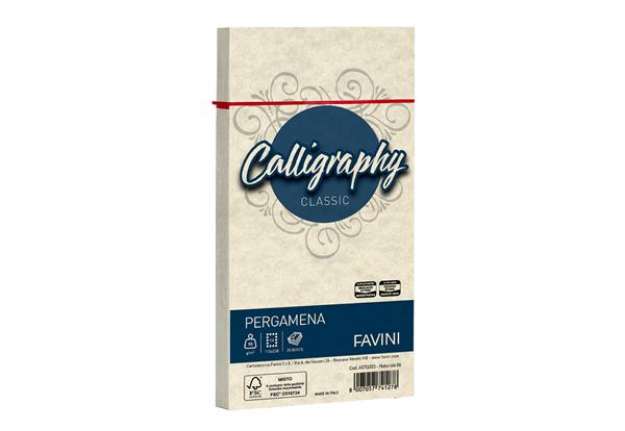 Immagine di Busta Calligraphy Pergamena - 110 x 220 mm - 90 gr - naturale 06 - Favini - conf. 25 pezzi