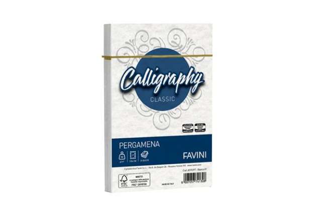 Immagine di Busta Calligraphy Pergamena - 120 x 180 mm - 90 gr - bianco 01 - Favini - conf. 25 pezzi