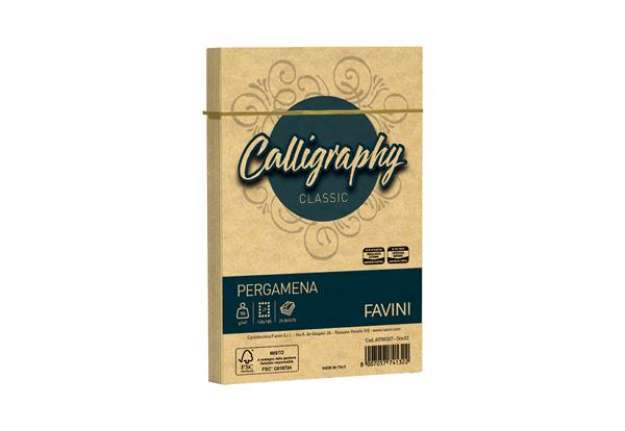 Immagine di Busta Calligraphy Pergamena - 120 x 180 mm - 90 gr - oro 03 - Favini - conf. 25 pezzi