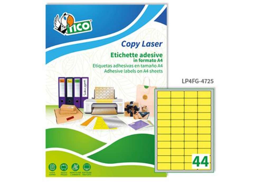 Immagine di Etichette adesive LP4F - in carta - angoli arrotondati - permanenti - 47,5 x 25,5 mm - 44 et/fg - 70
