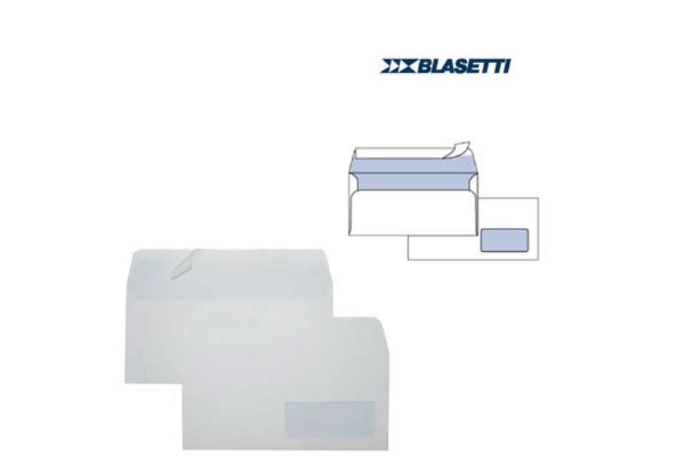 Immagine di Busta Eco Strip Laser FSC - con finestra - adatta a stampa laser - 11 x23 cm - 90 gr - bianco - Blas