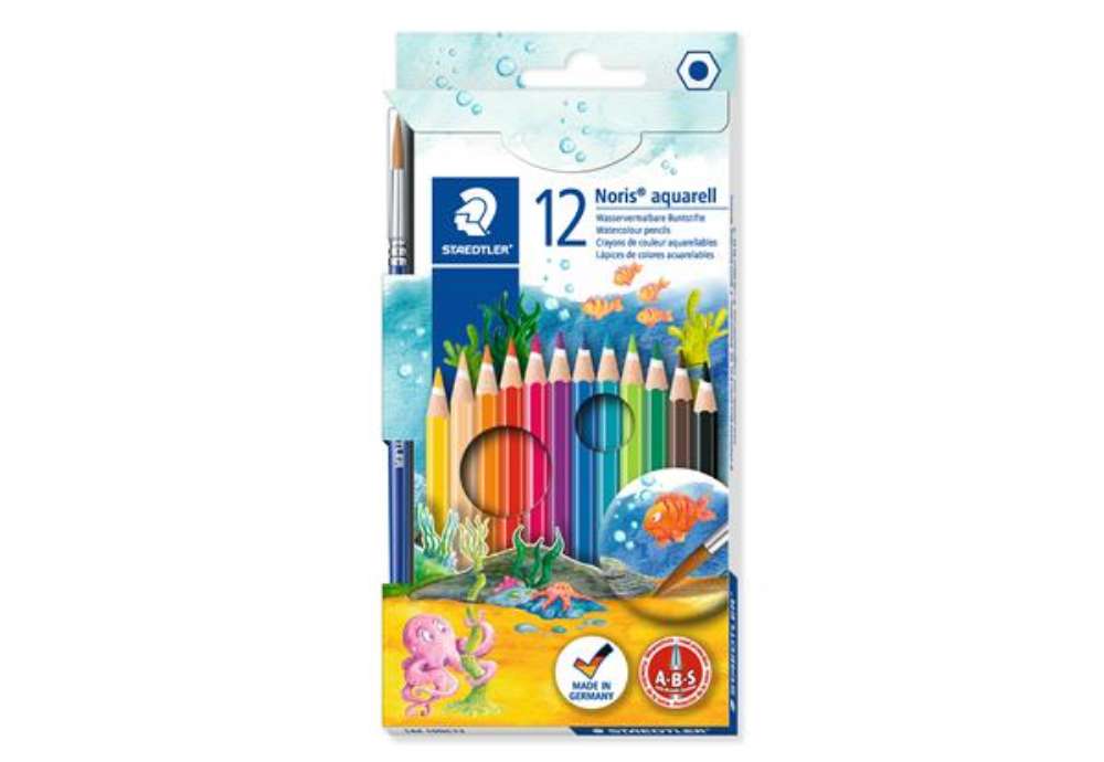 Immagine di Pastelli Noris Aquarell 144 - colori assortiti - Staedtler - astuccio 12 pezzi