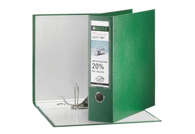 Immagine di Registratore Leitz 180° G65 - dorso 8 cm - protocollo 23x33 cm - verde - Leitz