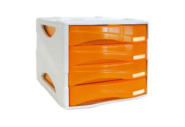 Immagine di Cassettiera Smile - 29 x 38 x 25,5 cm - 4 cassetti da 5 cm - grigio/arancio trasparente - Arda
