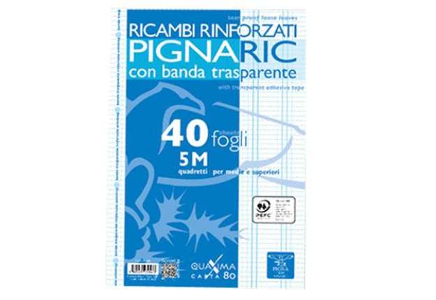Immagine di Ricambi forati rinforzati Pignaric - A4 - quadretto 5mm - 40 fogli - 80gr - Pigna