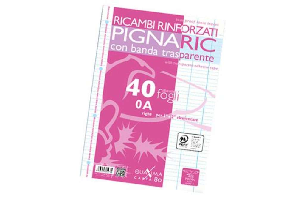 Immagine di Ricambi forati rinforzati Pignaric - A4 - rigo di 1a - 80gr - Pigna - conf. 40 pezzi