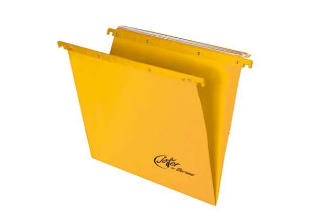 Immagine di Cartella sospesa Joker - cassetto - interasse 33 cm - fondo V - 31,3 x 25 cm - giallo - Bertesi