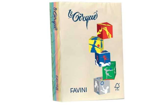 Immagine di Carta Le Cirque - A4 - 160 gr - mix 5 colori pastello - Favini - conf. 250 fogli