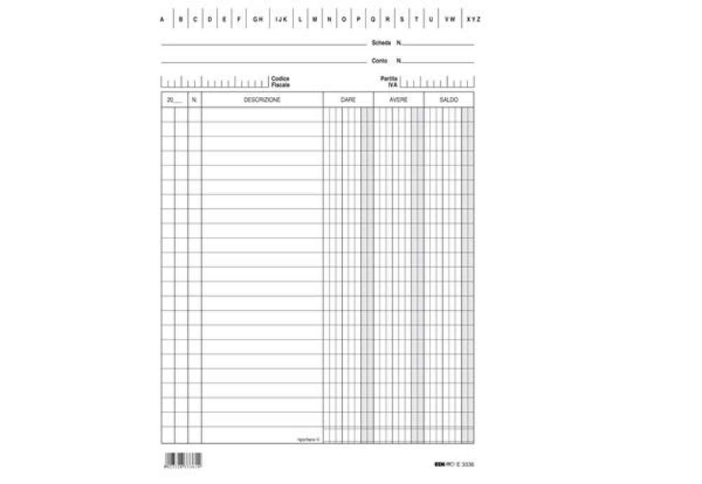 Immagine di Schede - dare/avere/saldo - 21 x 15 cm - Edipro - conf. 100 pezzi