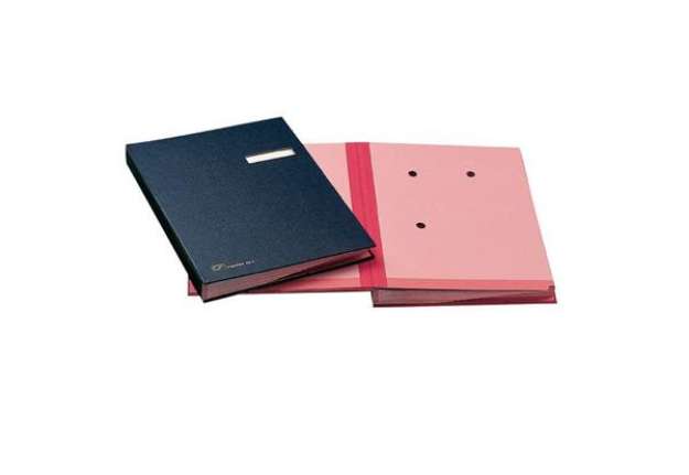 Immagine di Libro firma - 18 intercalari - con porta etichette - 24x34 cm - blu - Fraschini
