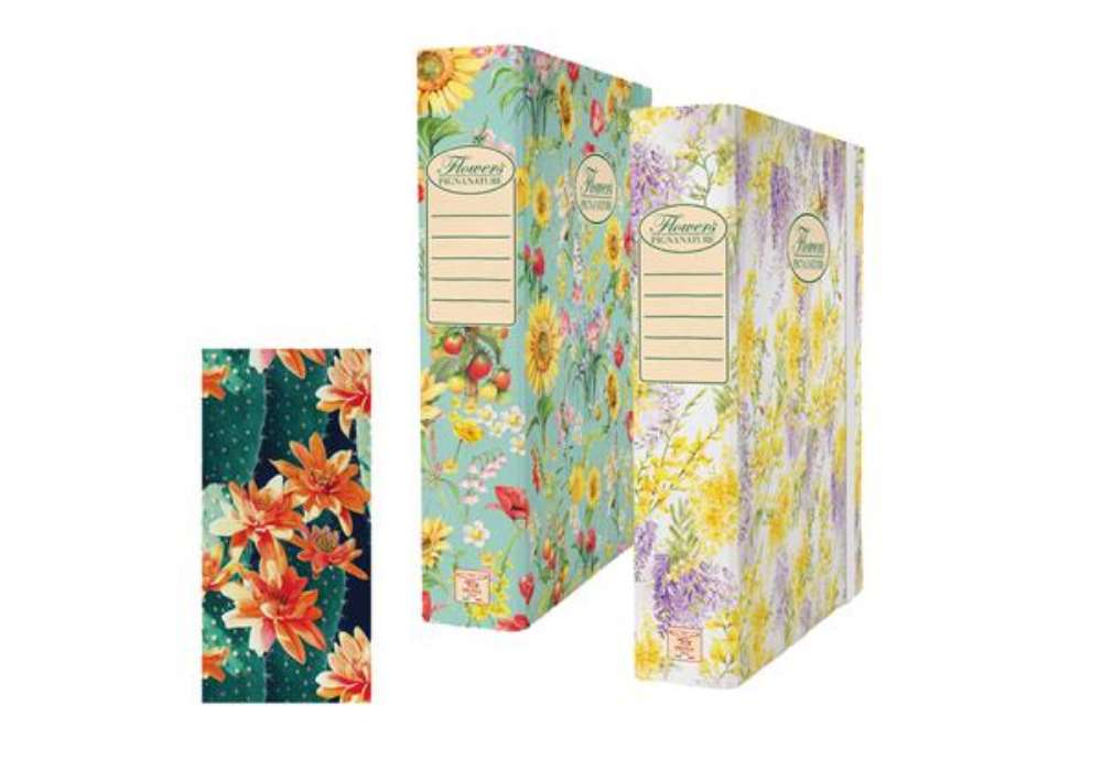 Immagine di Cartella progetti Nature Flowers - 26 x 34 cm - dorso 7 cm - con elastico - Pigna