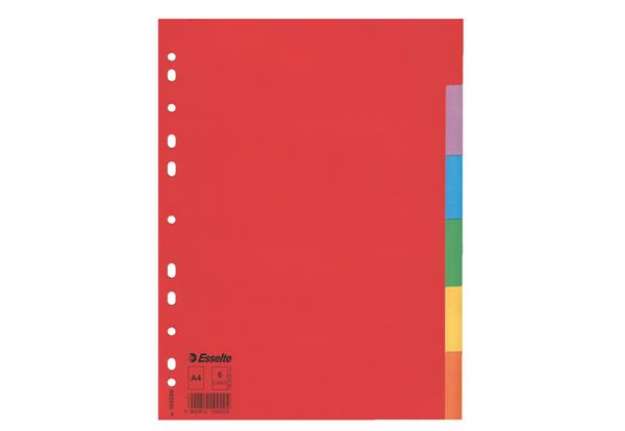 Immagine di Separatore Economy - 6 tasti - cartoncino colorato 160 gr - A4 - multicolore - Esselte