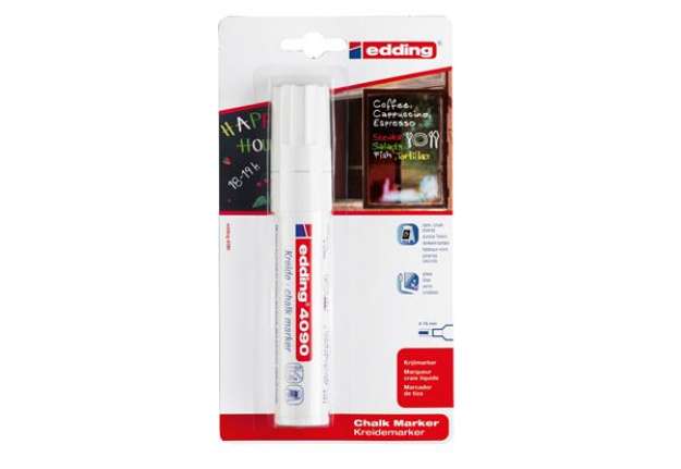 Immagine di Marcatore a gesso liquido 4090 - punta scalpello - da 4 a 15mm - bianco - Edding