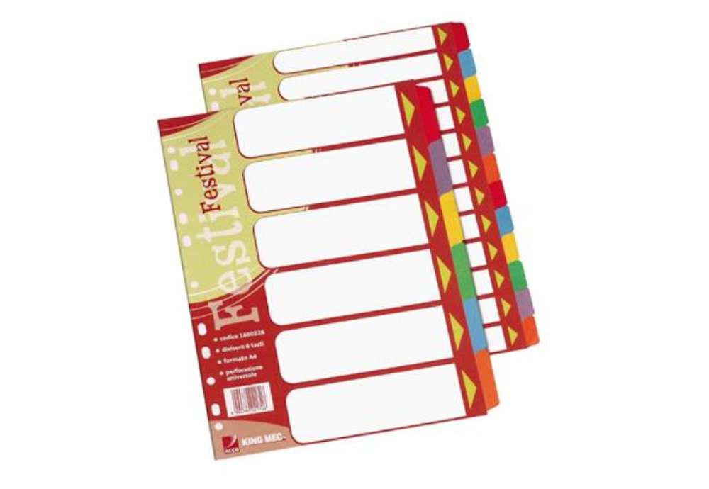 Immagine di Separatore Festival - 12 tasti neutri colorati - cartoncino 140 gr - A4 - multicolore