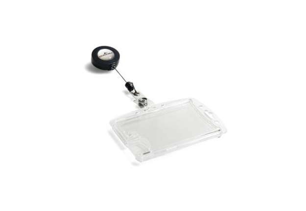 Immagine di Portabadge Duo in acrilico con chiocciola - 2 tessere inseribili - 5,4 x 9 cm - Durable - conf. 10 p