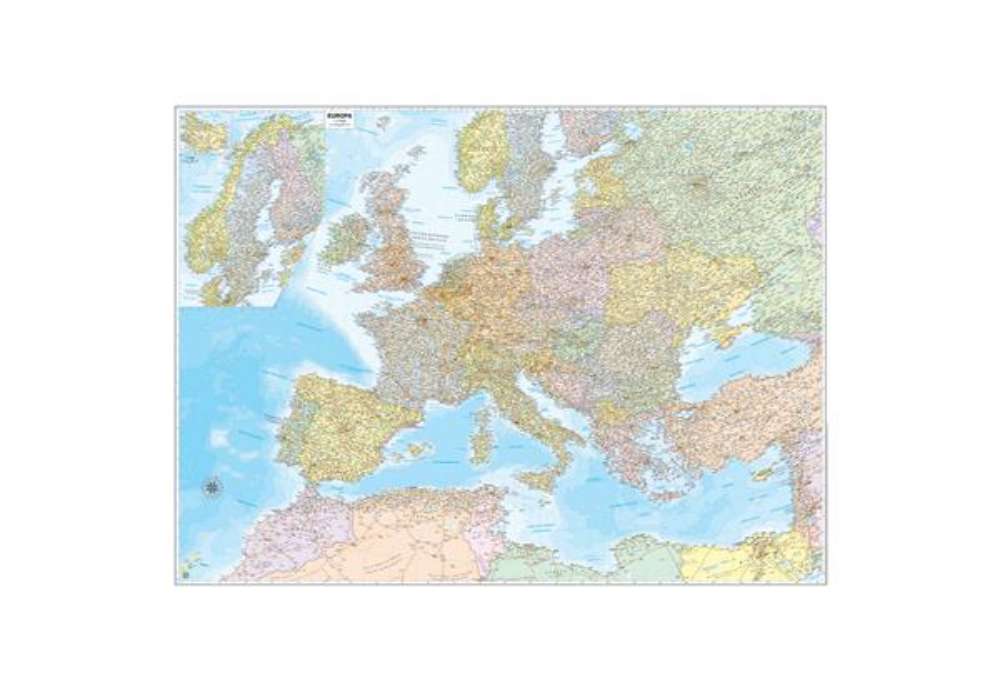 Immagine di Carta geografica Europa amministrativa e stradale - murale - 132 x 99 cm - Belletti